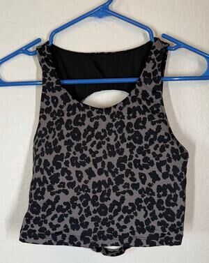 Kiava Energize Crop Top Black Grey Cheetah Size Large